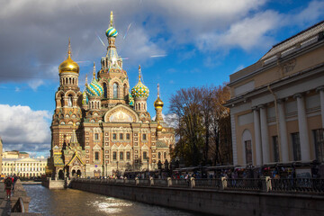 Fototapeta na wymiar View of the Church of the Savior on Spilled Blood in St. Petersburg