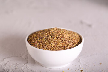 ground flax porridge is on the table