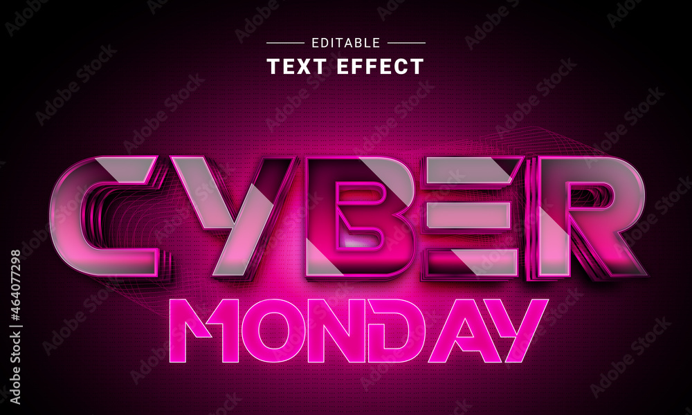 Poster editable text style effect - techno text style theme. cyber technology text style. cyber monday