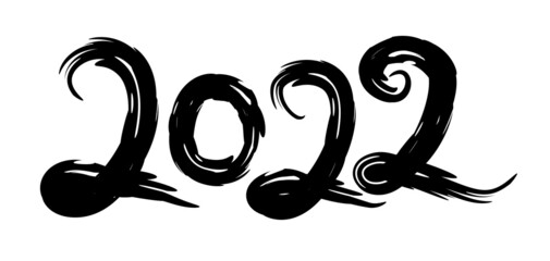 Black ink 2022 brush strokes sign.