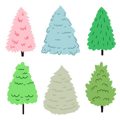 set of christmas trees