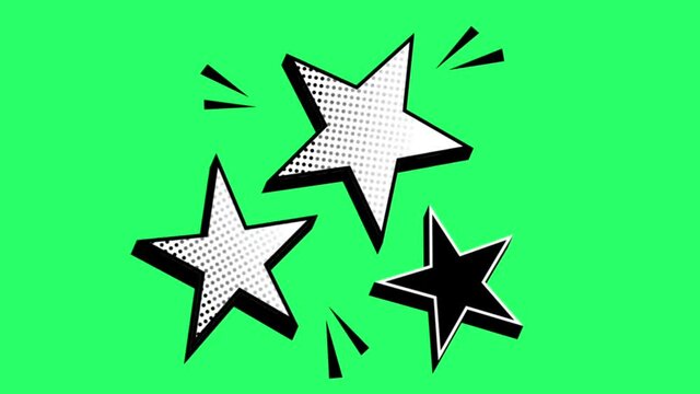 Animation white stars symbol on green background.

