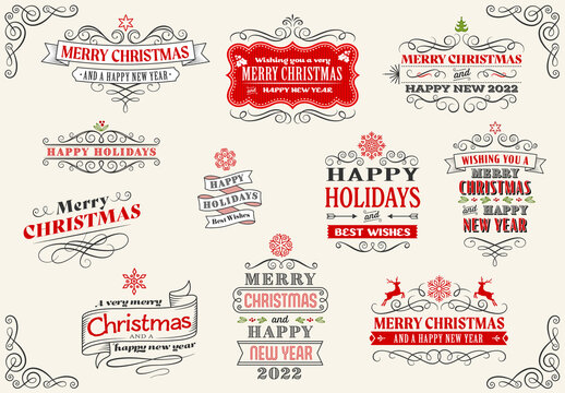 Christmas and New Year Labels