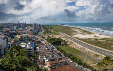 Fototapeta premium Aerial view of Soares Lopes Avenue in the city of Ilhéus Bahia Brazil