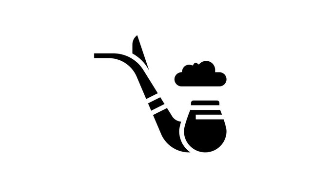 smoking pipe mens leisure animated glyph icon. smoking pipe mens leisure sign. isolated on white background