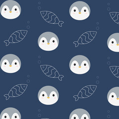 Seamless vector pattern with cute penguin. Perfect for kids project, fabric, scrapbooking, crafting, invitation and many more/