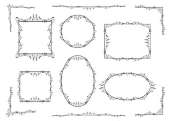 Music notes frame border set.