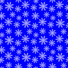 Beautiful ink small white snowflakes isolated on blue background. Cute monochrome festive seamless pattern. Vector simple flat graphic hand drawn illustration. Texture.