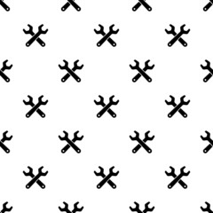 Black wrenches isolated on white background. Monochrome seamless pattern. Vector simple flat graphic illustration. Texture.