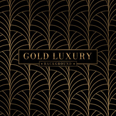 Abstract gold Art deco pattern luxury background. Geometric floral curve decorative golden vintage wallpaper