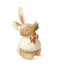 White rabbit with a carrot