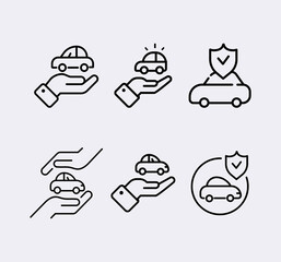 Car insurance vector icon set. Car protection