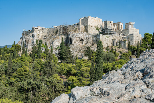 Blick vom Areopag auf die Akropolis, Athen, Griechenland