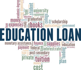 Education Loan vector illustration word cloud isolated on white background.