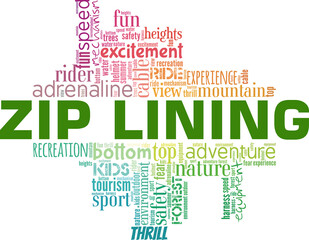 Fototapeta premium Zip Lining vector illustration word cloud isolated on white background.