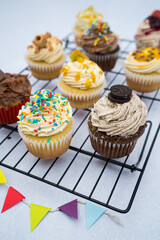Cupcakes with different flours on a grid