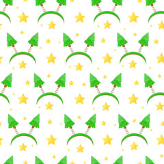This is a seamless pattern with stars and a carnival hoop on a white background.