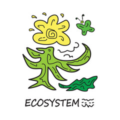 Tee design for ecosystem and environment. Graphic tee. T-shirt design. flower and butterfly illustration. Go green, love earth. Save planet. Clothing. Apparel. Screen printing. Discharge ink. 