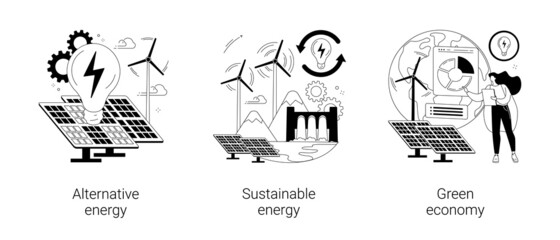 Fototapeta na wymiar Clean green energy abstract concept vector illustrations.