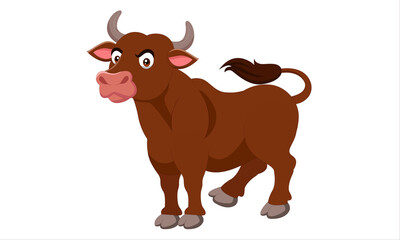 Cartoon bull isolated on white background Premium Vector