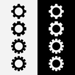 Set of black and white icons of gears and cogwheel. Easy to edit and enlarge vector illustration.