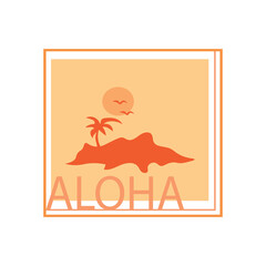 Aloha graphic tee design. Summer tees, clothing, apparel. T-shirt for spring and beach. Classic vintage tee design. 