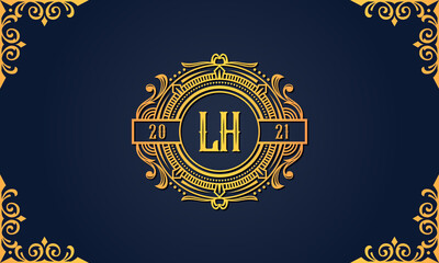 Royal vintage initial letter LH logo.
