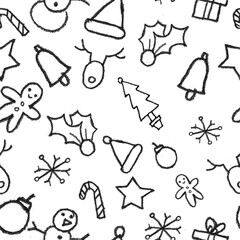 estampado de dibujos navideños en blanco y negro 