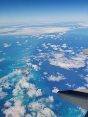Naklejka na ściany i meble Carribean Islands from a plane, aerial view