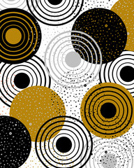 Abstract geometric illustration with circles and elements. Modern abstract design for paper, cover, fabric, interior and other users. Circles on a white background.