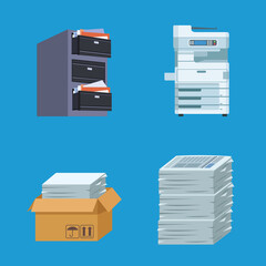 office paperwork four icons