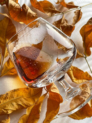 a glass of cognac autumn amber