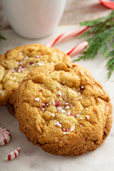 Peppermint white chocolate cookies baked for Christmas