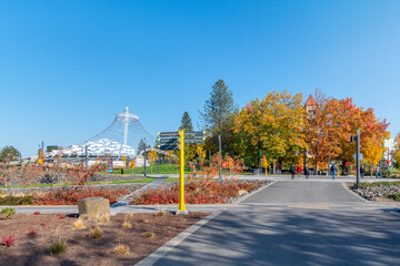Autumn view of the Spokane Expo Pavilion on a sunny day in Riverfront Park, Spokane, Washington,...
