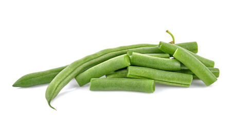 Green beans isolated on white background.