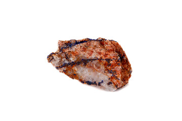 Macro mineral stone Malachite and Azurite against white background