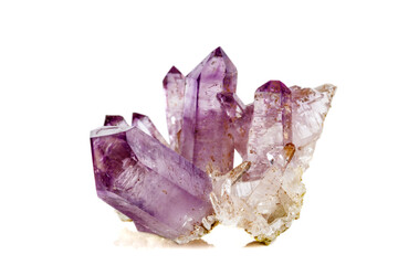 Amethyst Crystal Druse  macro mineral on white background