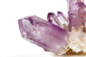 Amethyst Crystal Druse  macro mineral on white background