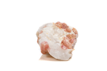 Macro mineral stone Tourmaline in the breed a white background