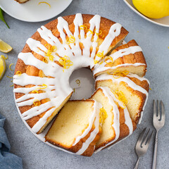 Lemon pound cake with powder sugar glaze