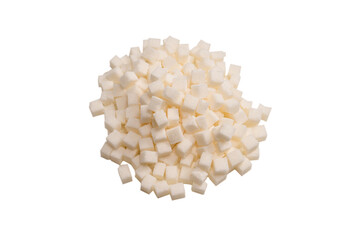 Sugar cubes isolated on white background.