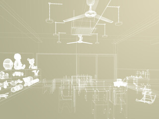 3d rendering of interior kindergarten class