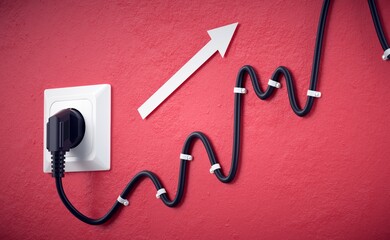 The price of electricity. Plug and cable concept with rising graph.  © Negro Elkha