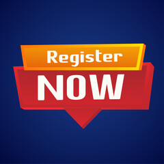 Vector Illustration Register Now Speech Bubble Label