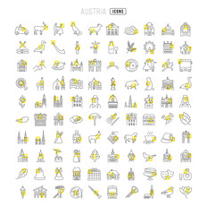 Fototapeta premium Set of linear icons of Austria