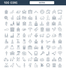 Set of linear icons of Austria