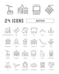 Set of linear icons of Austria - obrazy, fototapety, plakaty