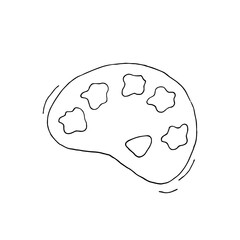 Palette. Paints. Painter. Hobby. Painting. Circuit. Doodle. Vector. Drawn by hand. Sketch. Silhouette. Black and white. Contour. Coloring.