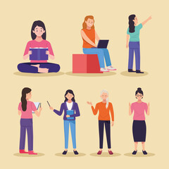 group of seven students girls