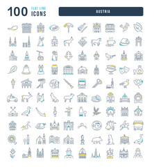 Set of linear icons of Austria